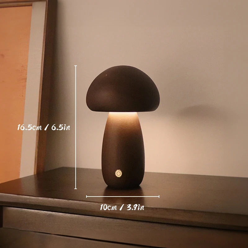 Wooden Mushroom Bedside Table Lamp