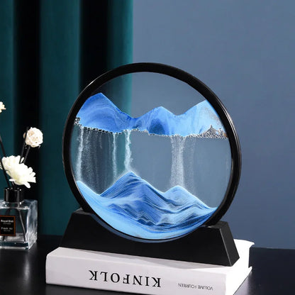 3D Moving Sand Art Picture Round Glass Deep Sea Sandscape Hourglass