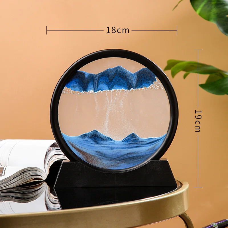 3D Moving Sand Art Picture Round Glass Deep Sea Sandscape Hourglass