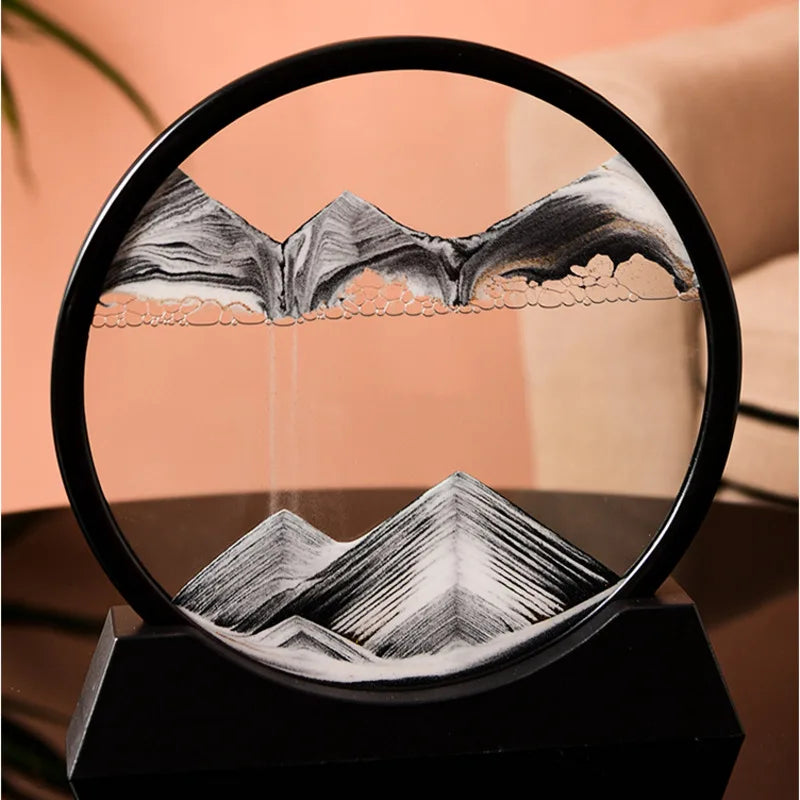 3D Moving Sand Art Picture Round Glass Deep Sea Sandscape Hourglass