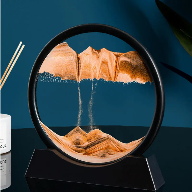 3D Moving Sand Art Picture Round Glass Deep Sea Sandscape Hourglass